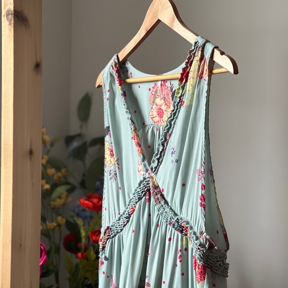 Free People XS Blue Floral Shirt Dress - Picture 7 of 8